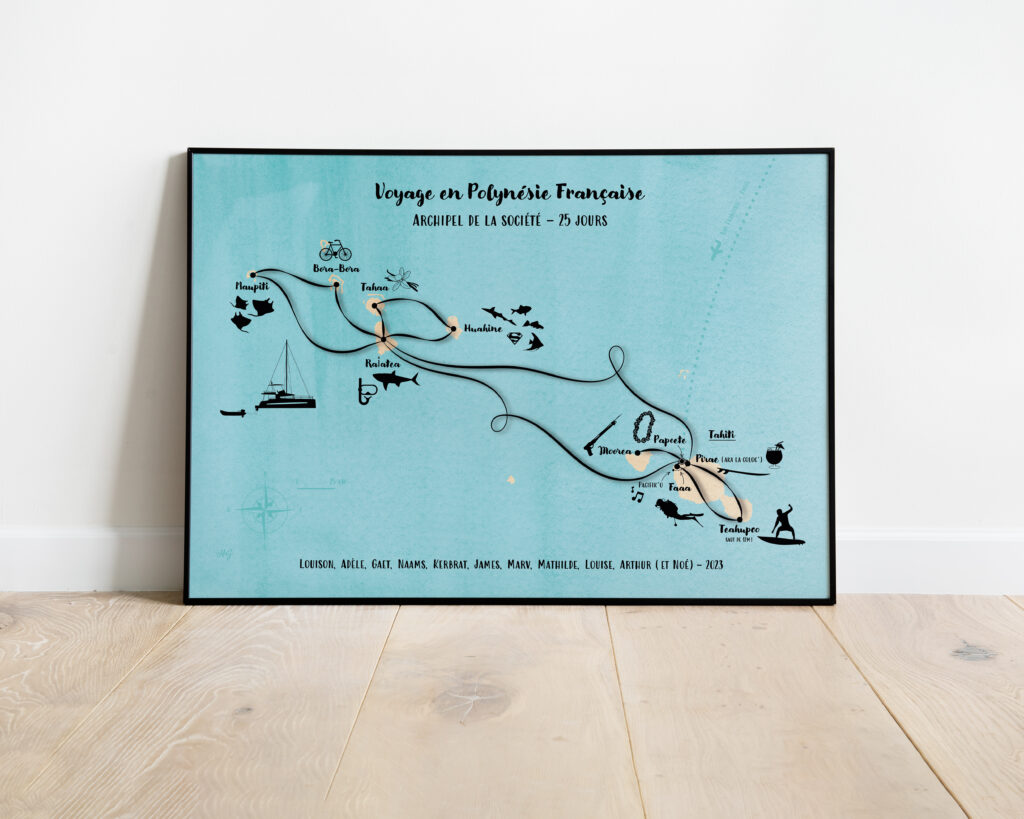 carte de voyage personnalisée polynésie